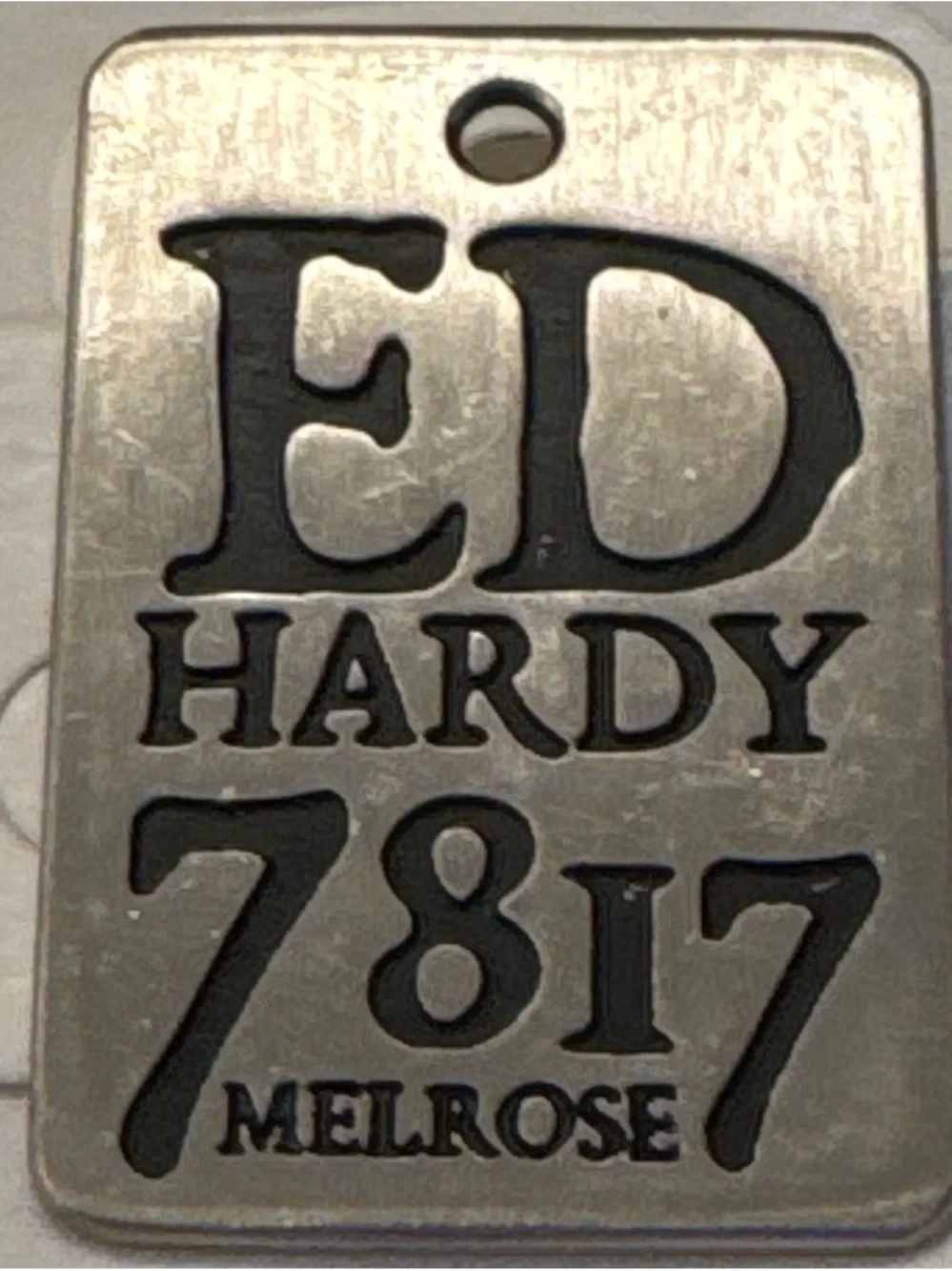 Ed Hardy Vintage Y2K 7817 Melrose Ave Stainless Steel Dog Tag Pendant Charm
